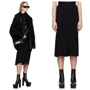 Rick Owens Knee Bias Length Classic Black Skirt